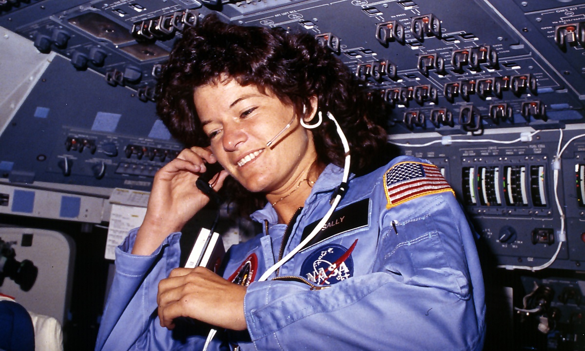 Astronaut Sally Ride aboard the Challenger Space Shuttle.