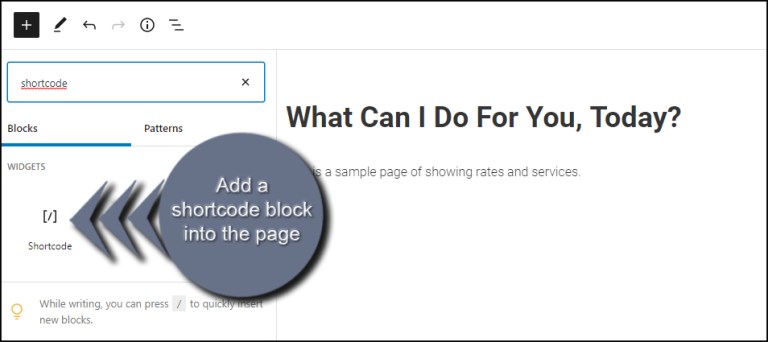 Add Shortcode Block