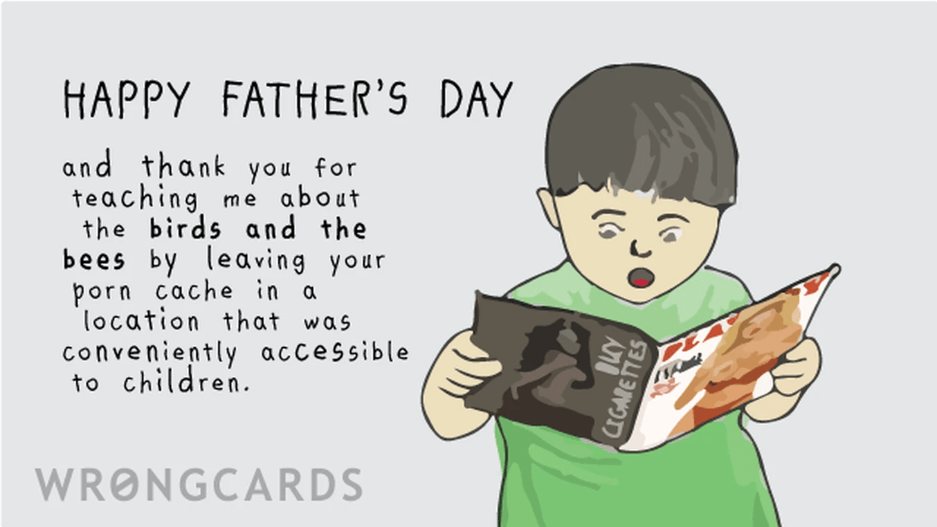 Dads X-Rated Birds & Bees Lesson | Sarcastic Fathers Day eCard | Wrongcards