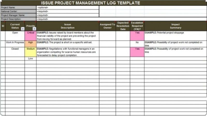 Sample Of Editable Issue Management Excel Template Project Management Issues Log Template - Light Illustrations - Modern Ultra HD Collection
