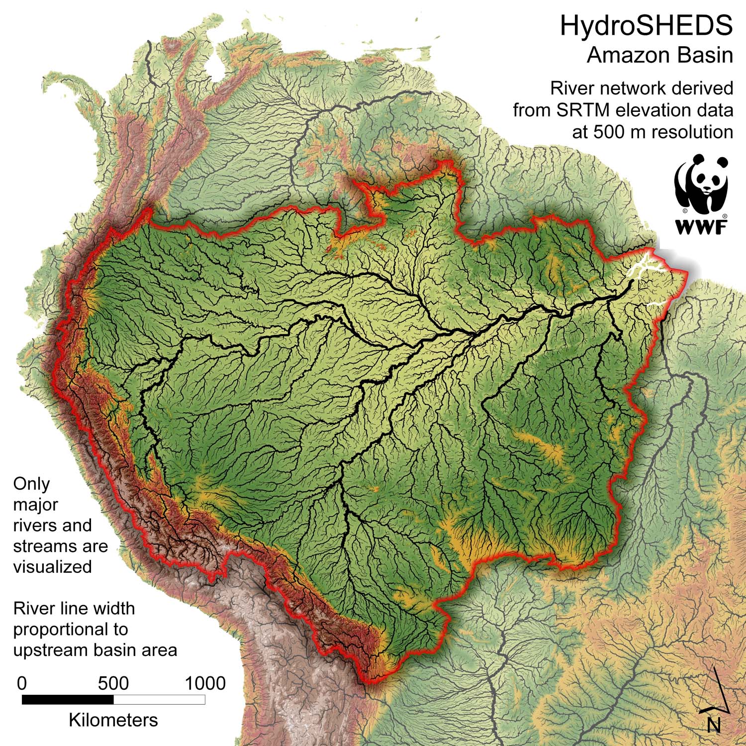 Amazon River Map Hydrosheds Amazon Large 