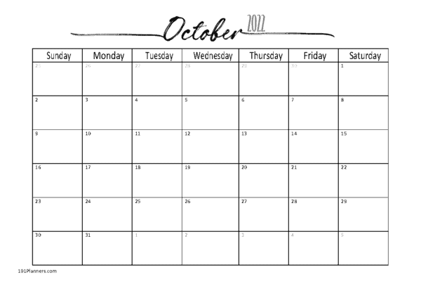 free printable october 2022 calendar customize online