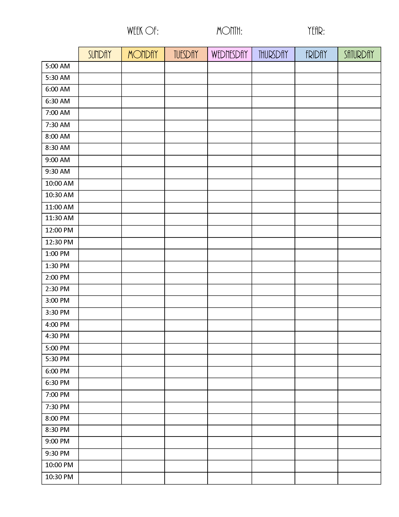free printable hourly planner daily weekly or monthly