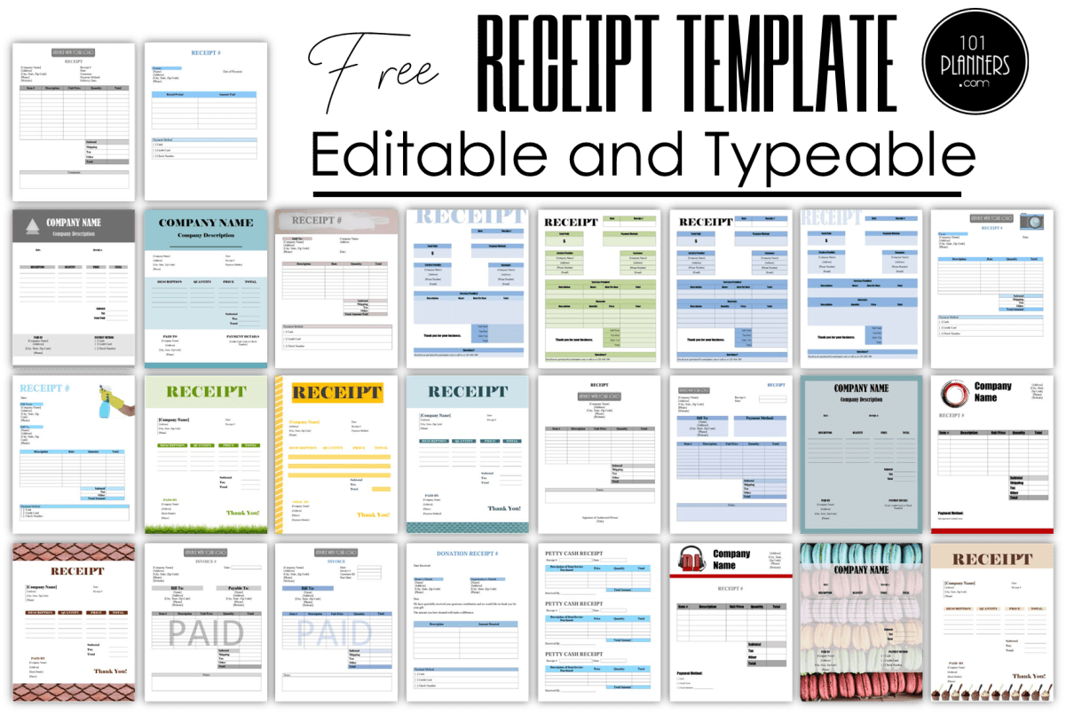 FREE Receipt Template Printables Word Excel Or Editable PDF Receipt Template 