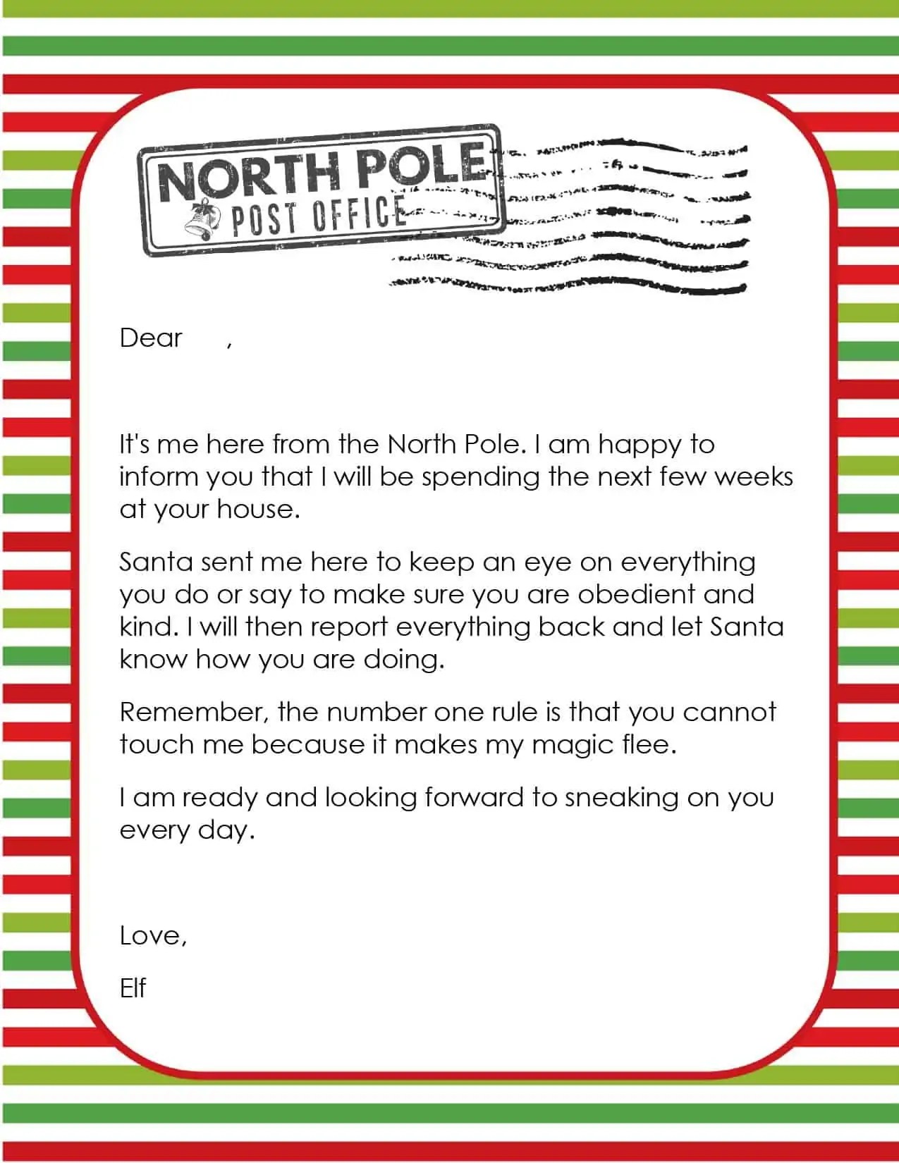 Elf On The Shelf Letter From Santa Printable