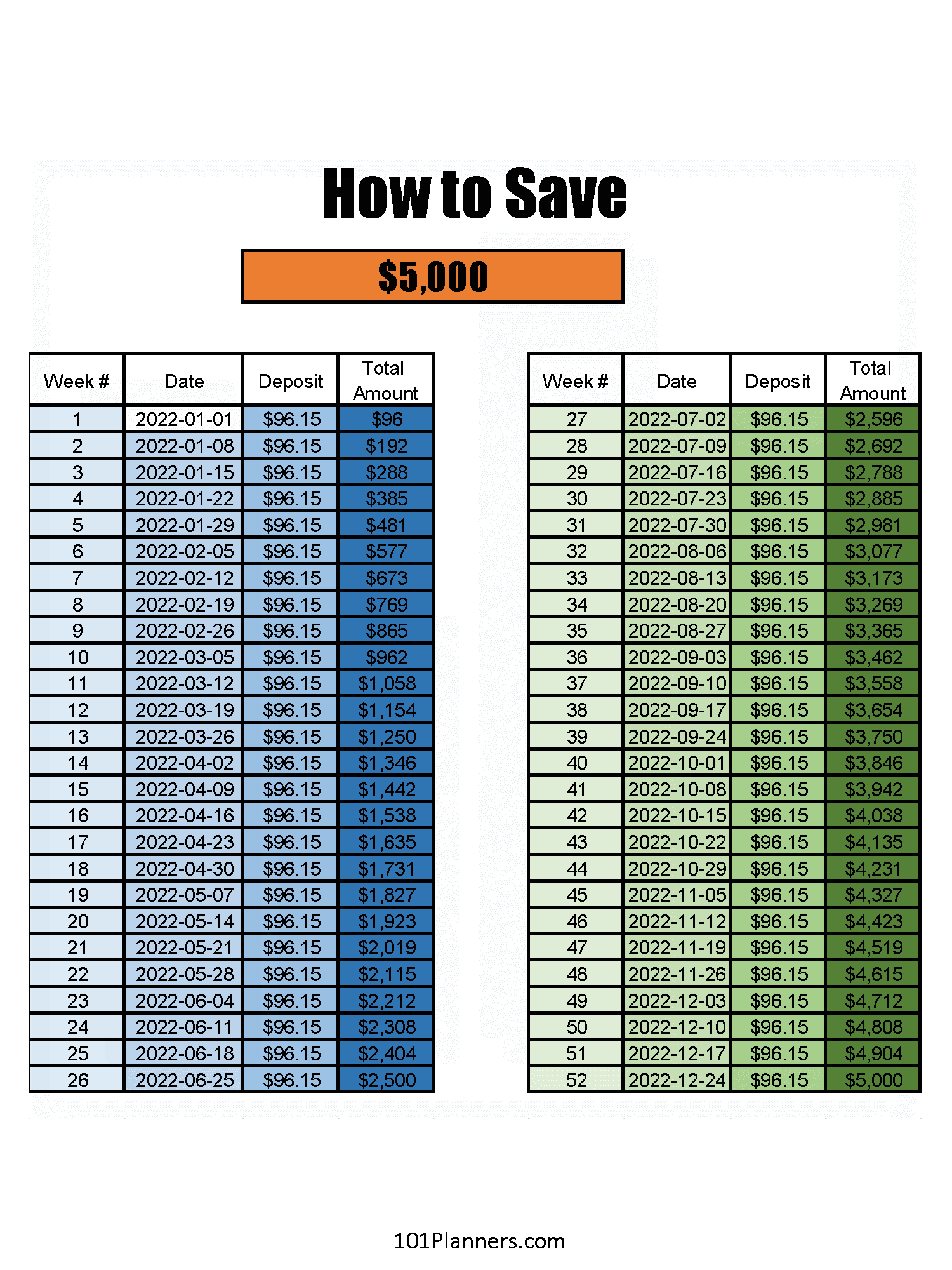 52 Week Calendar 2023 Excel