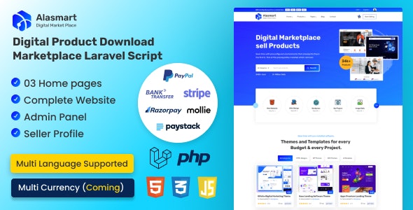 Alasmart v1.0.0 Nulled - Digital Product Download Marketplace Laravel Script