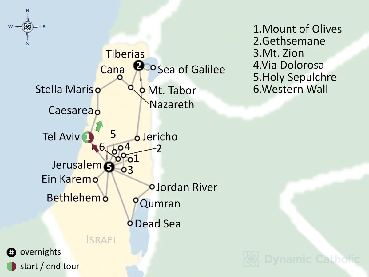 Dynamic Catholic Pilgrimage To The Holy Land With 206 Tours DCIP Walk Where Jesus Walked Map.