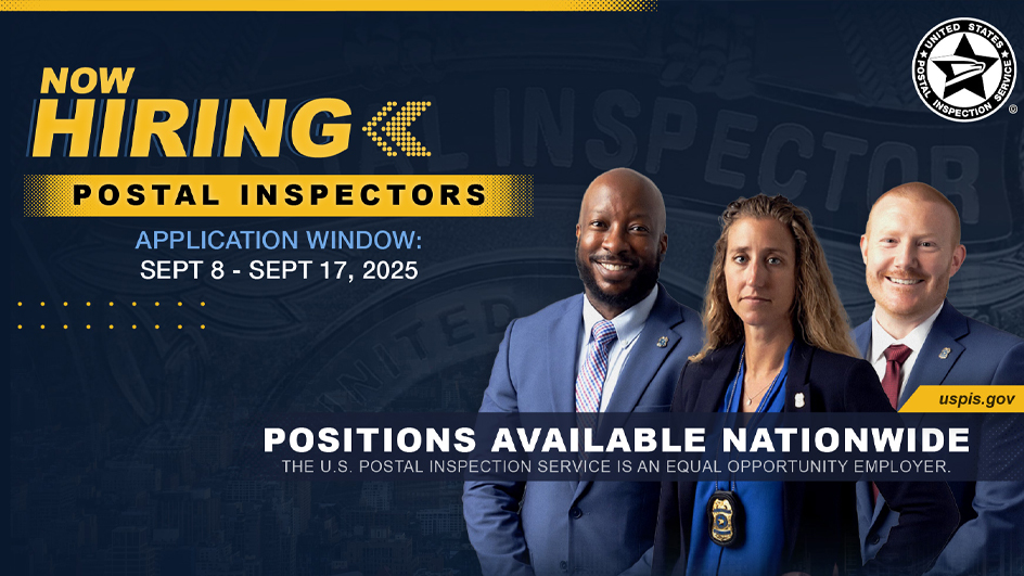 The postal inspection service is taking applications through sept. 17