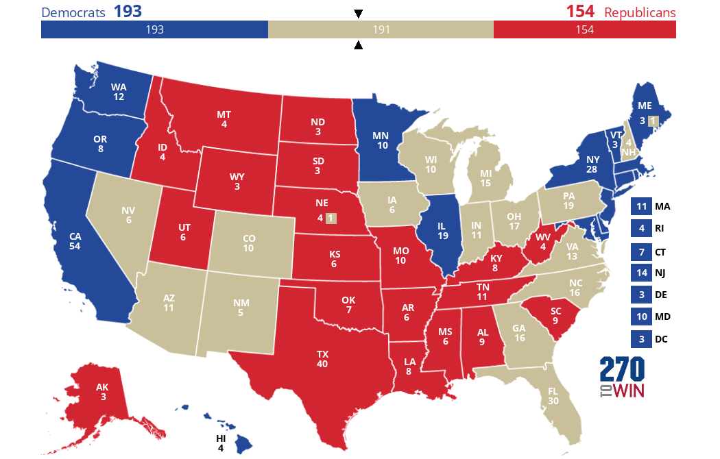 Blue And Red States 270toWin Same Since 2000 