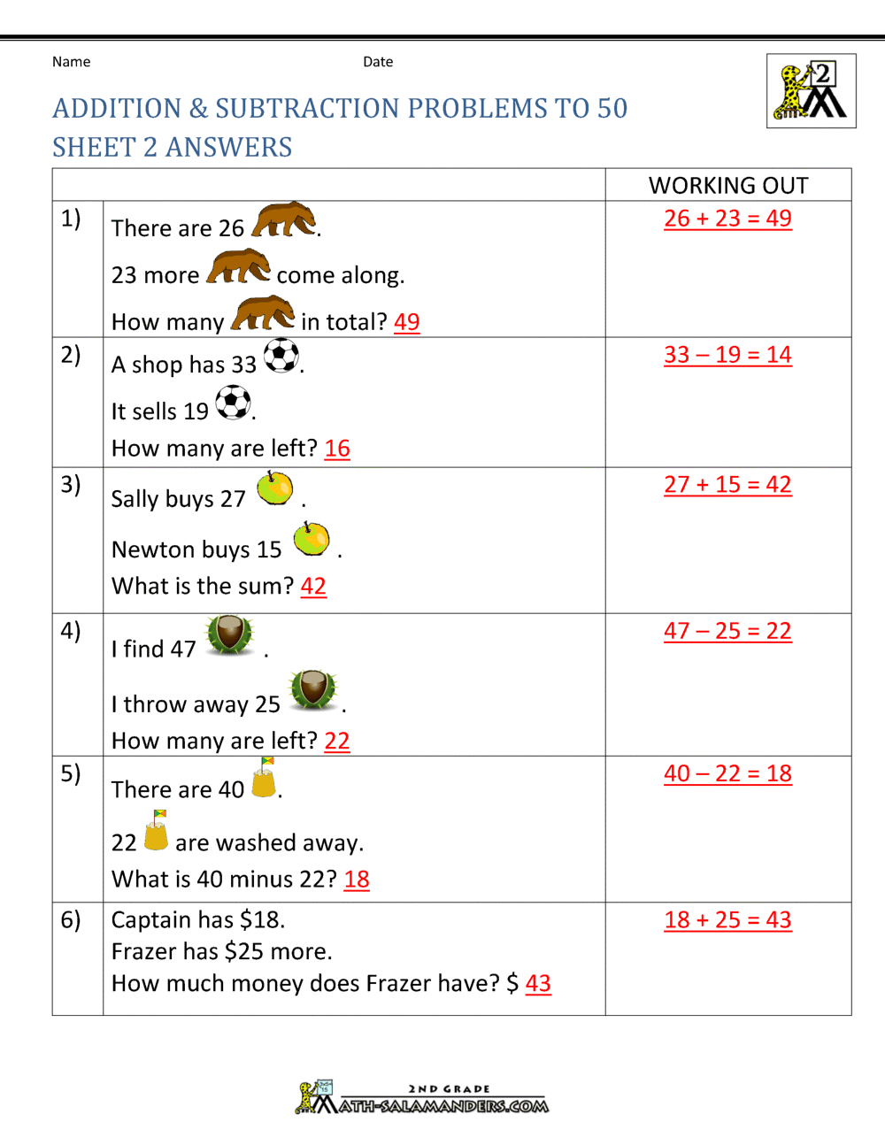 addition subtraction word problems 2nd grade