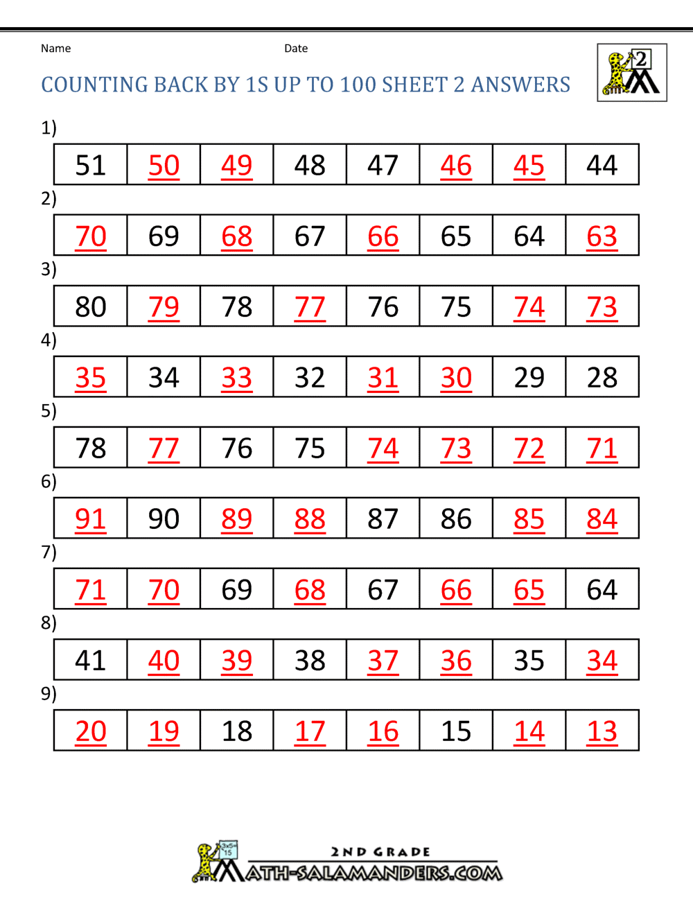 free counting worksheets counting by 1s