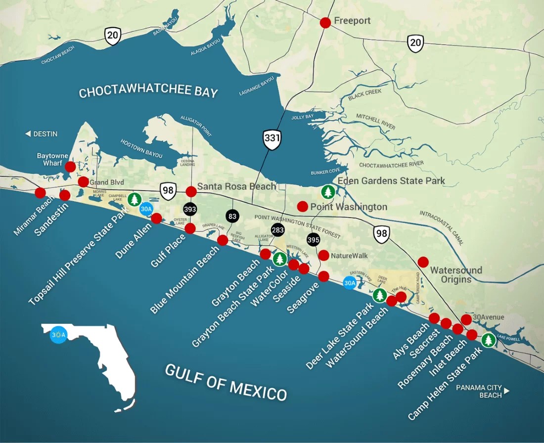 Map Of Scenic 30A And South Walton Florida 30A 30A Map 1.webp