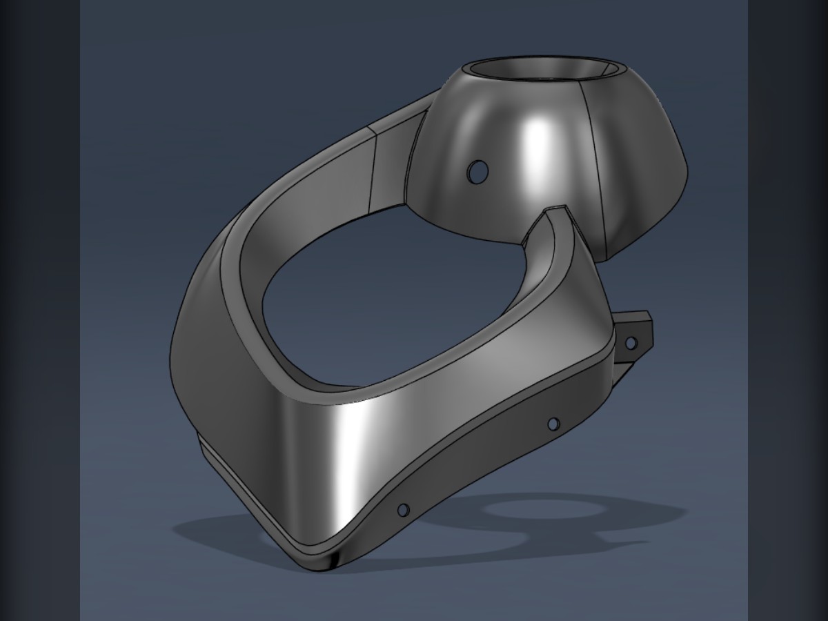 Editable CAD model of a headlight housing rebuilt from 3D scan data