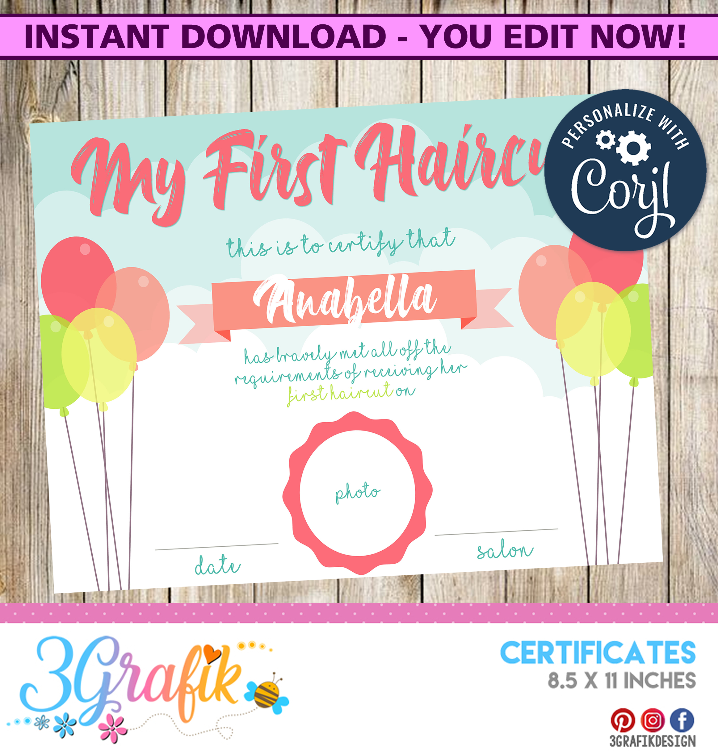 Kid's first haircut certificates : My First Haircut Certificate For Girls Party Supplies 3grafik Com