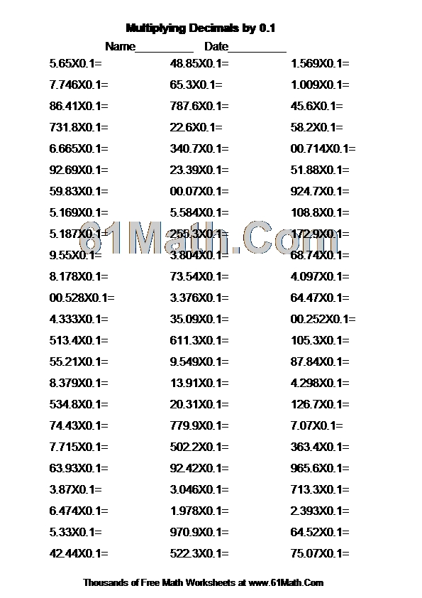 multiplying decimals by 01 create your own math worksheets