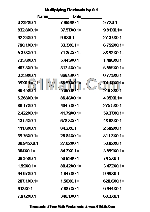 multiplying decimals by 01 create your own math worksheets