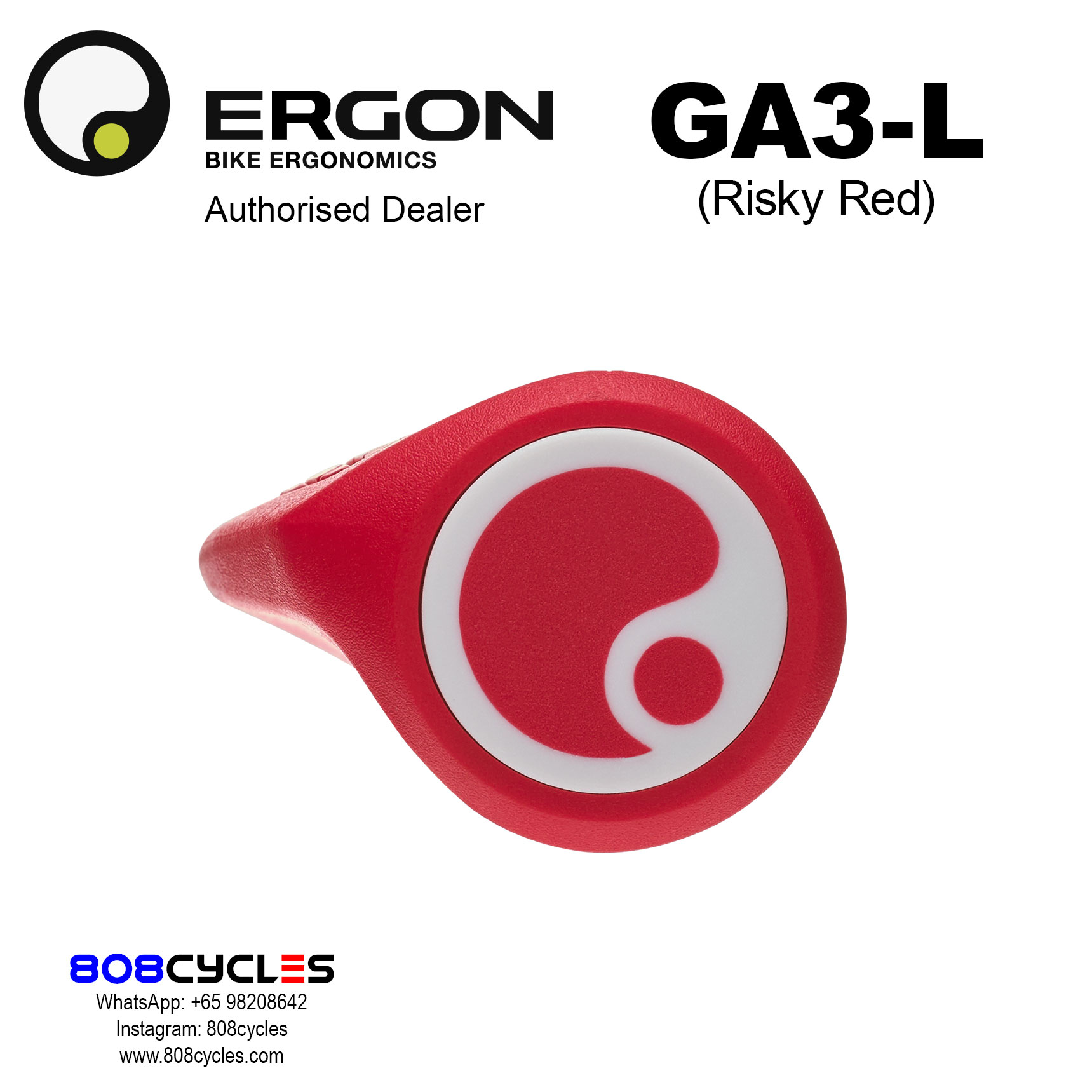 Ergon GA3-L Grips (Risky Red) – 808 Cycles