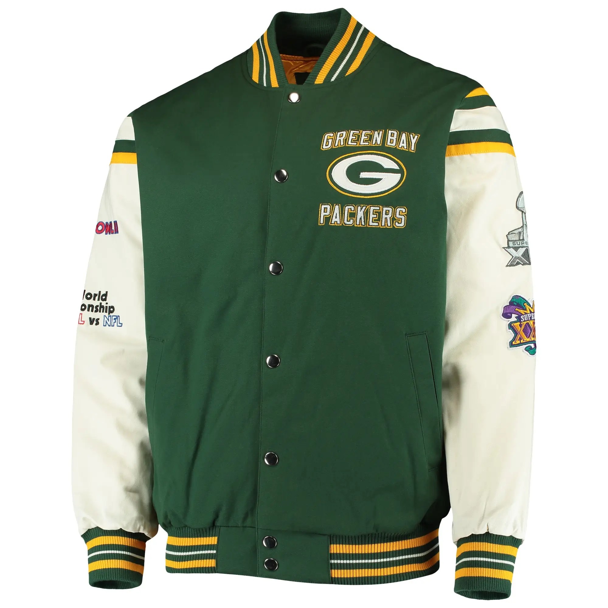 Green Bay Packers スーパーボウルチャンピオンジャケット Green Bay Packers 4X Super Bowl Champions Home Team Varsity