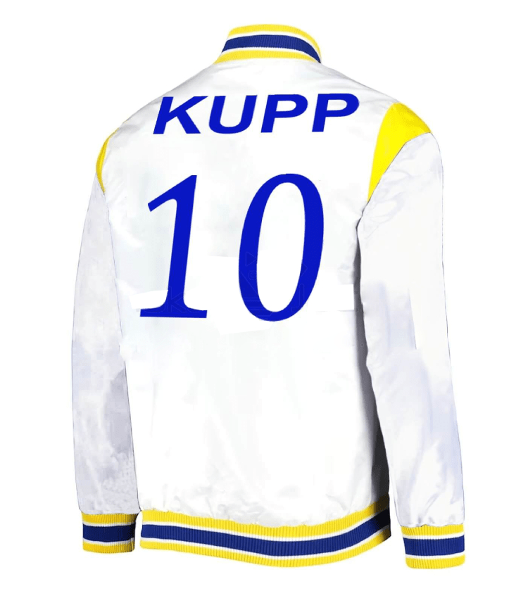NFL LA Rams Football Team White Satin Jacket 2