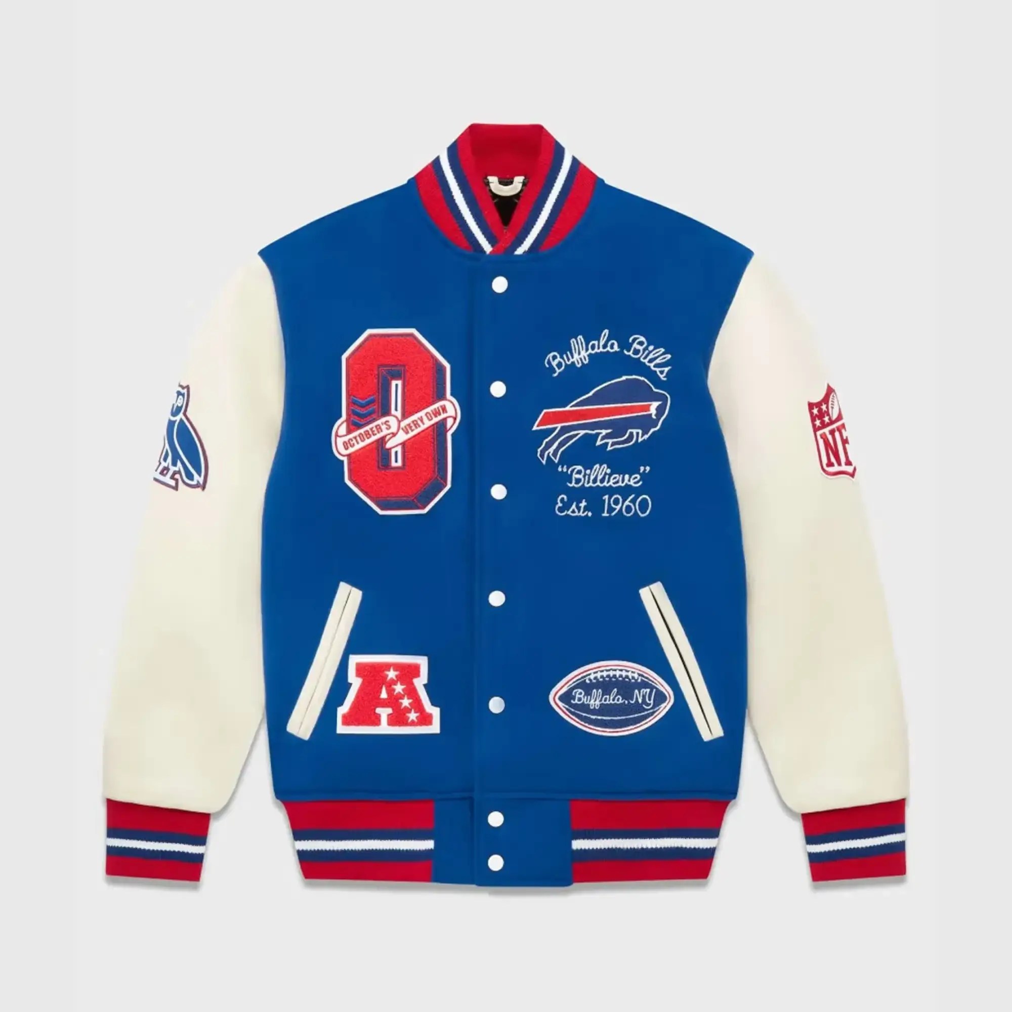 NFL Buffalo Bills　スタジャン レザー Men's Starter Royal Buffalo Bills Satin Full-Snap Varsity Jacket