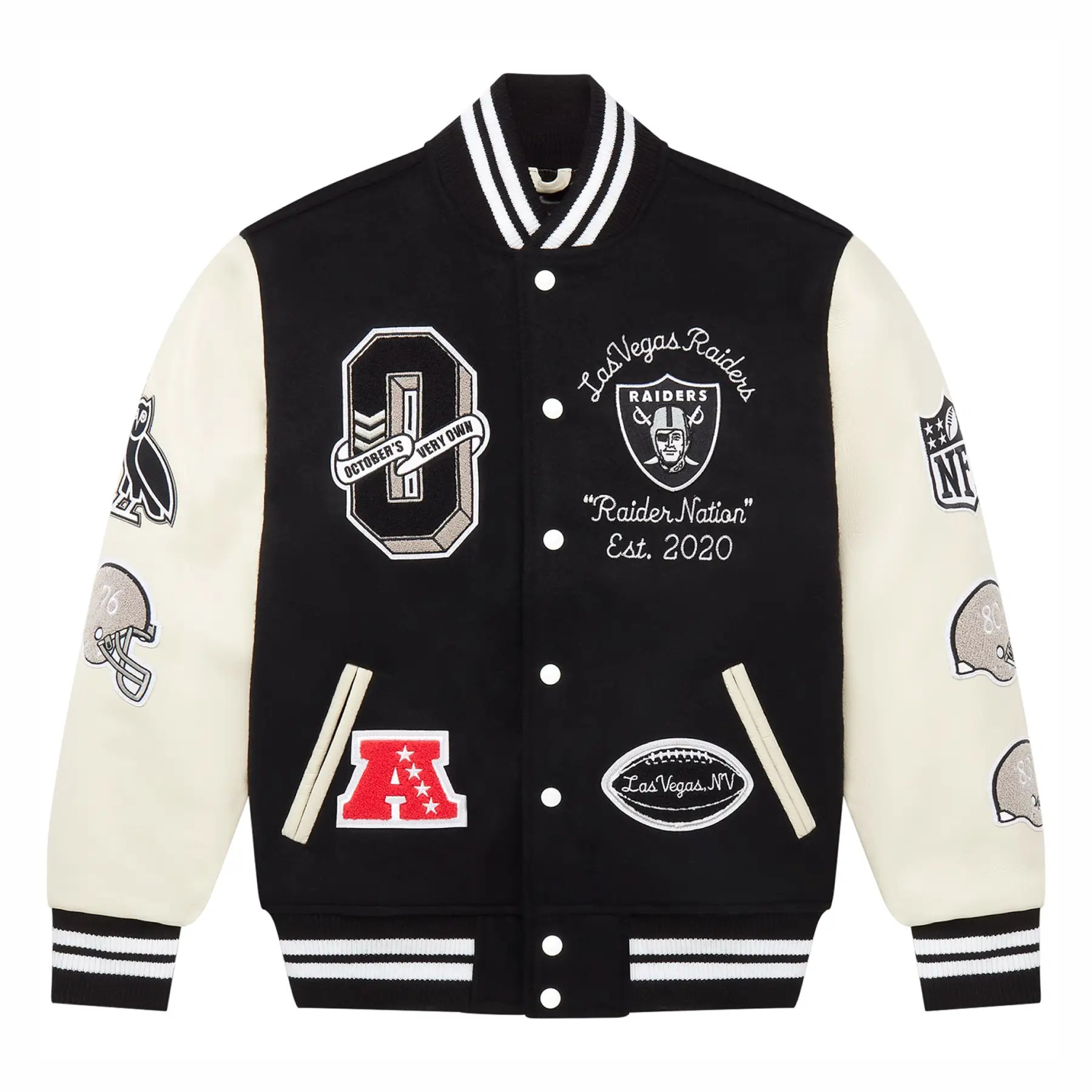 【激レア】00's NFL RAIDERS VARSITY JACKET FOR643571-EBK-FLOAT-