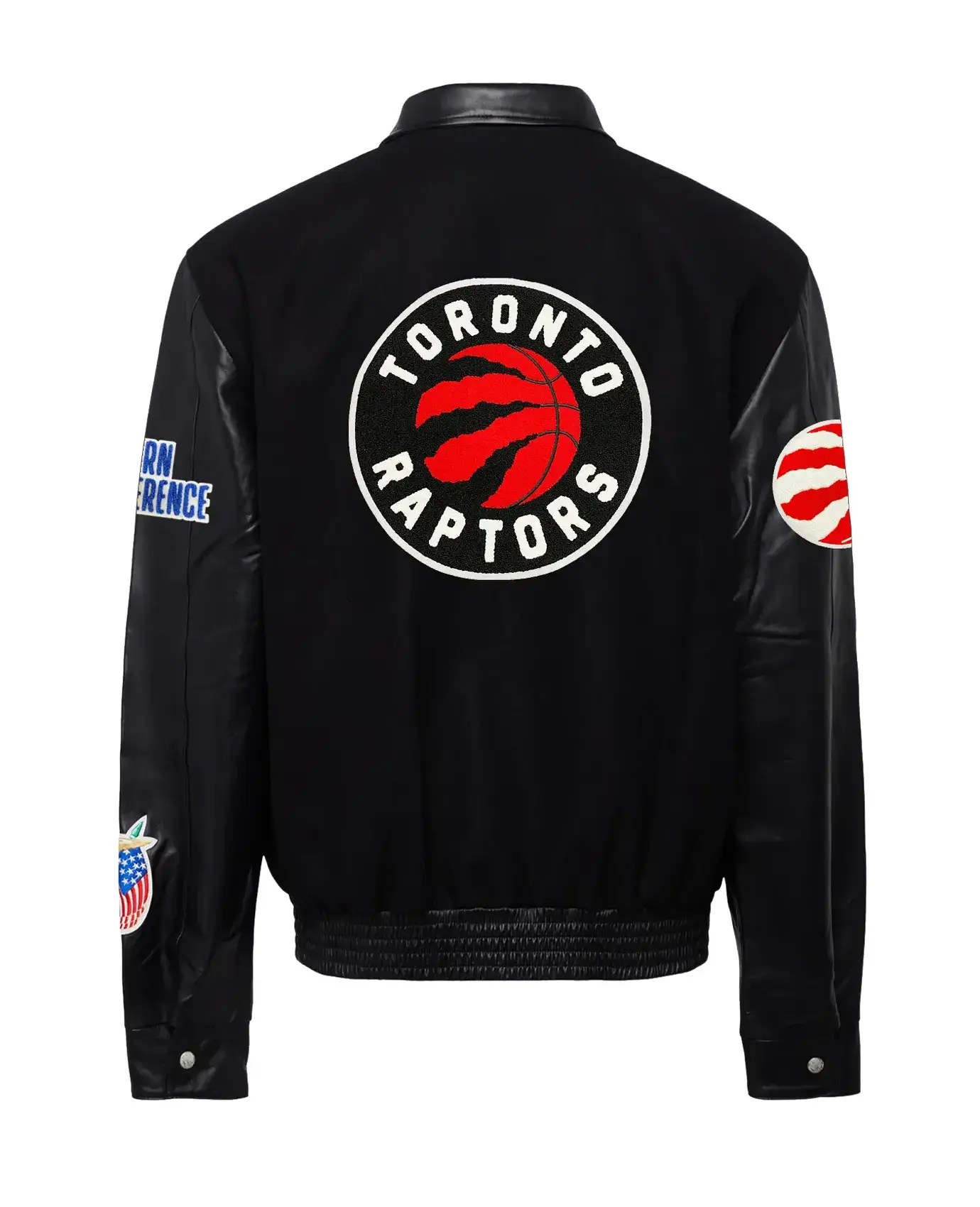 Jeffhamilton X Toronto Raptors Black Wool Leather Jacket 2