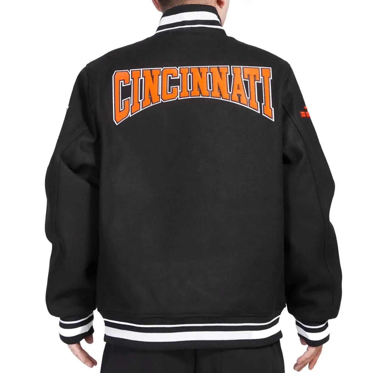 Alternative view of Cincinnati Bengals Crest Emblem Black Wool Varsity Jacket