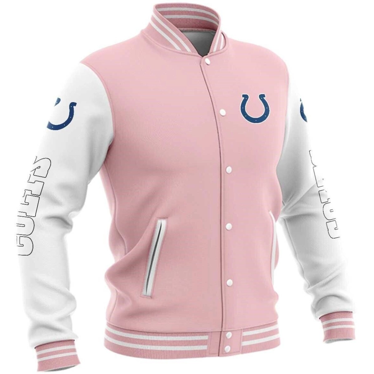 Indianapolis Colts Bomber Snap Button Satin Varsity Jacket