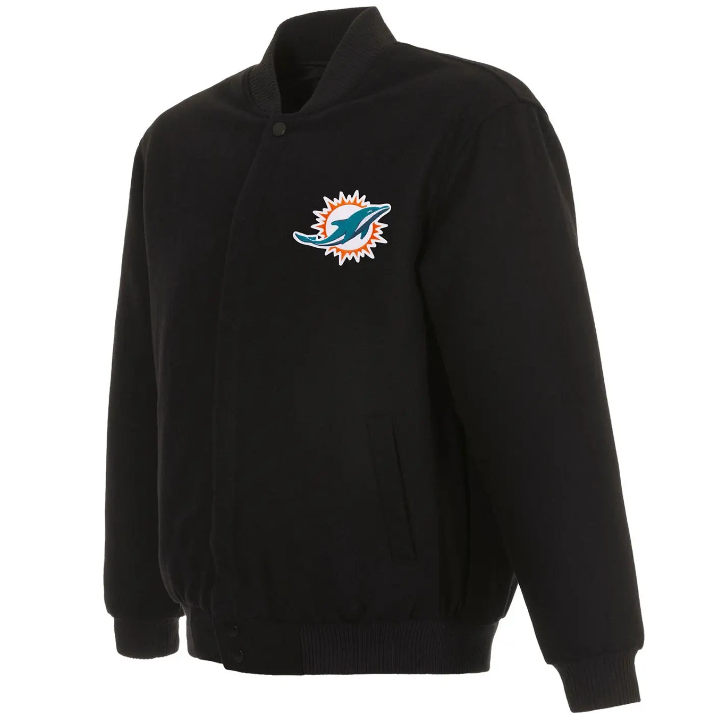 Miami Dolphins One Color Classic Rib Wool Varsity Jacket