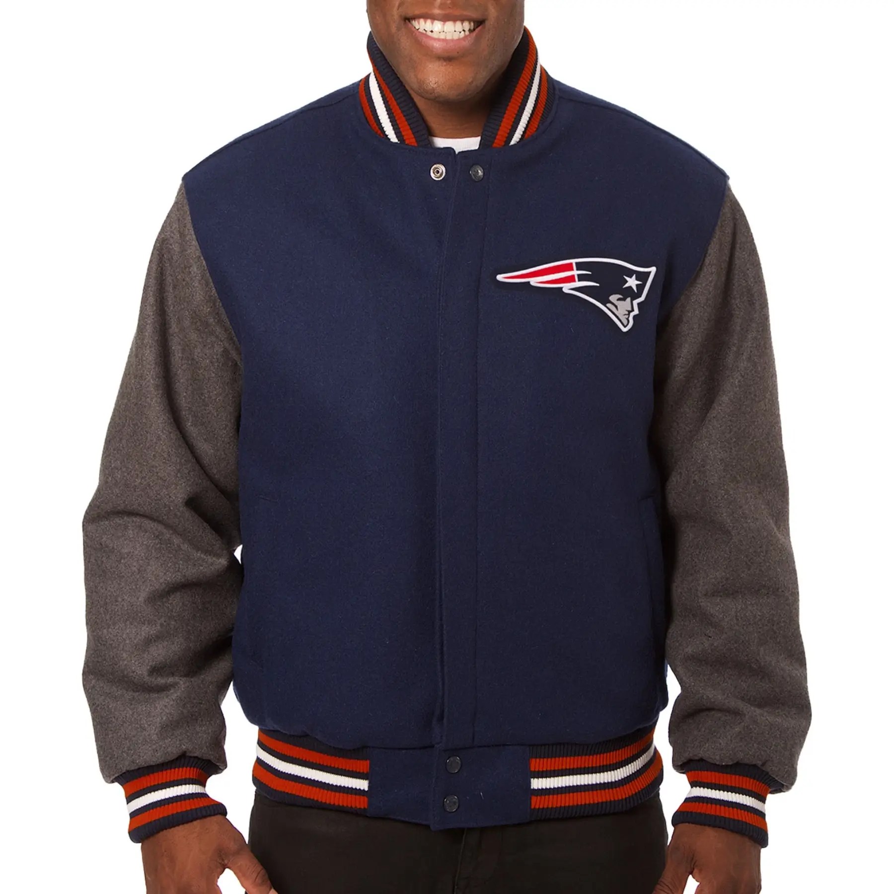 New England Patriots Two Tone Classic Rib Wool Varsity Jacket
