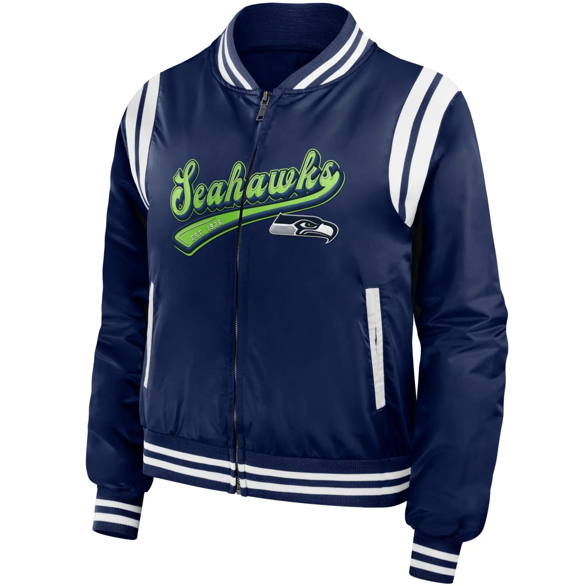 Seattle Seahawks Classic Rib Satin Varsity Full-Zip Jacket