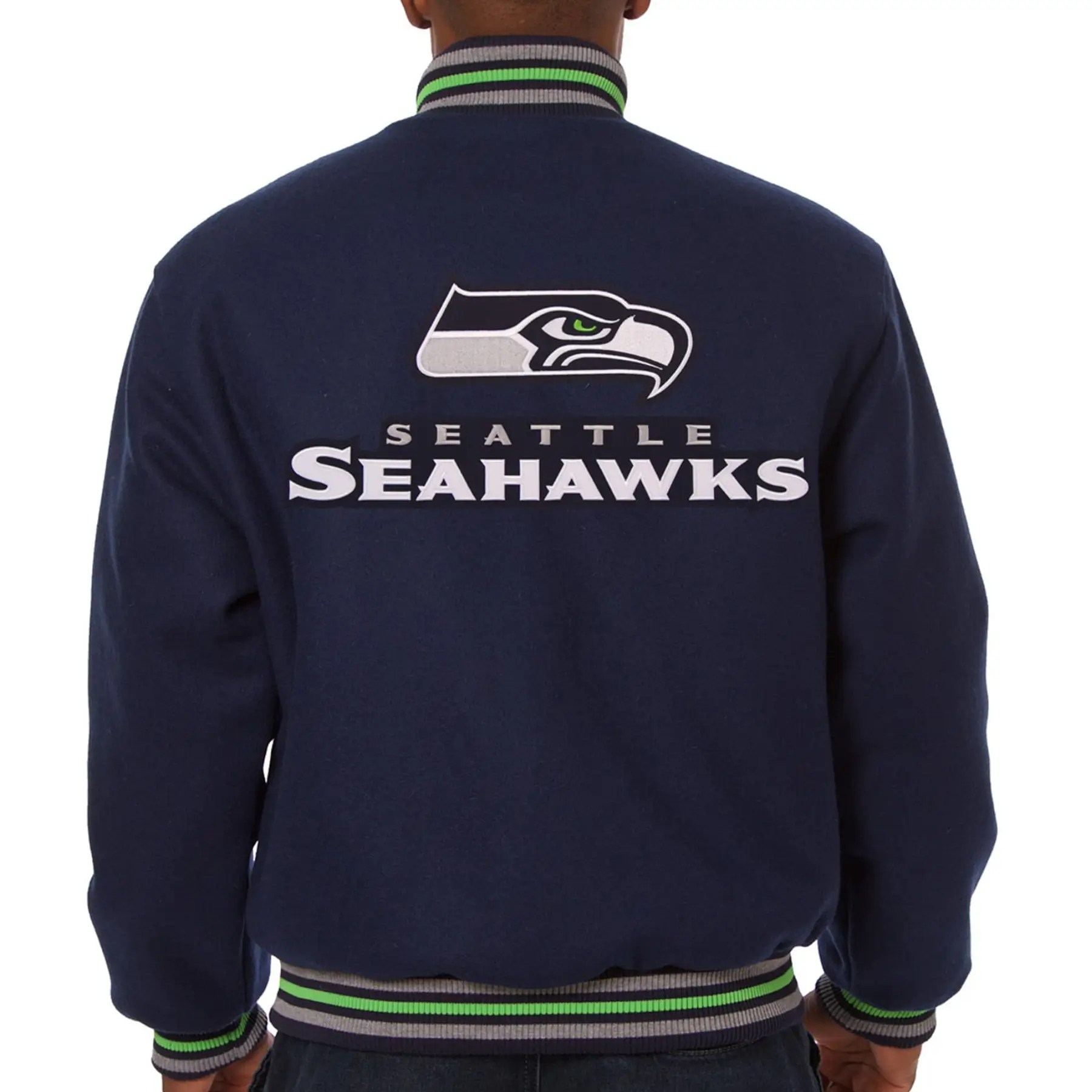 Alternative view of Seattle Seahawks One Color Classic Rib Wool Varsity Navy Jacket
