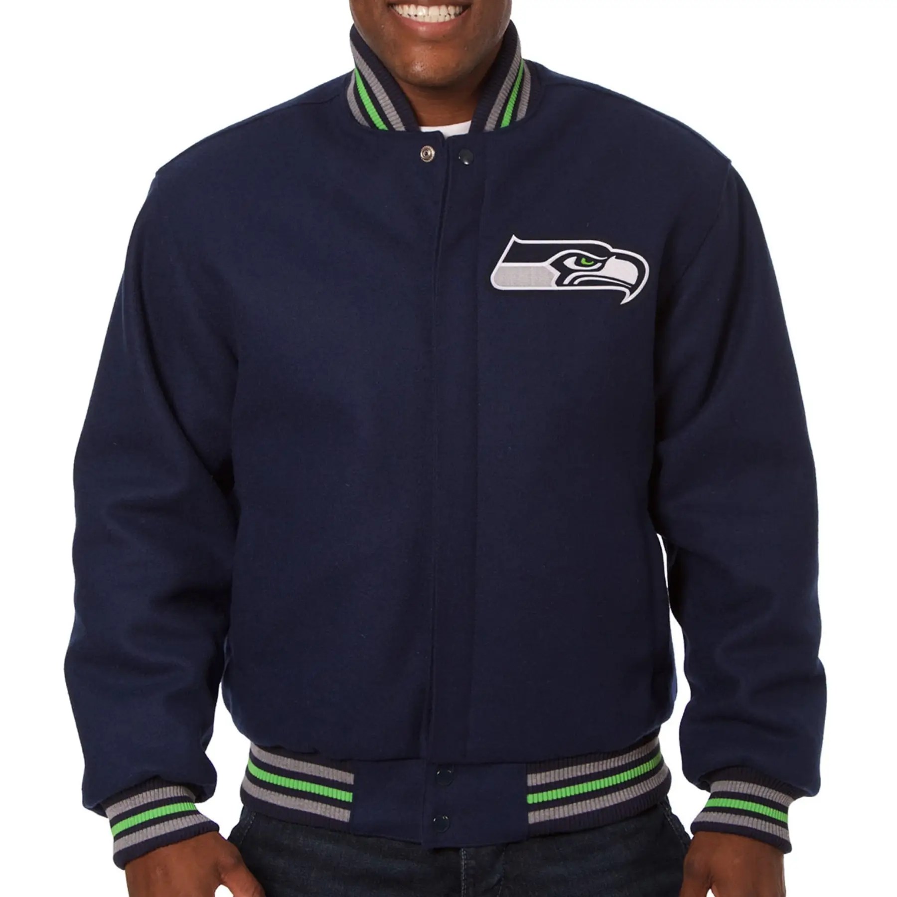 Seattle Seahawks One Color Classic Rib Wool Varsity Navy Jacket
