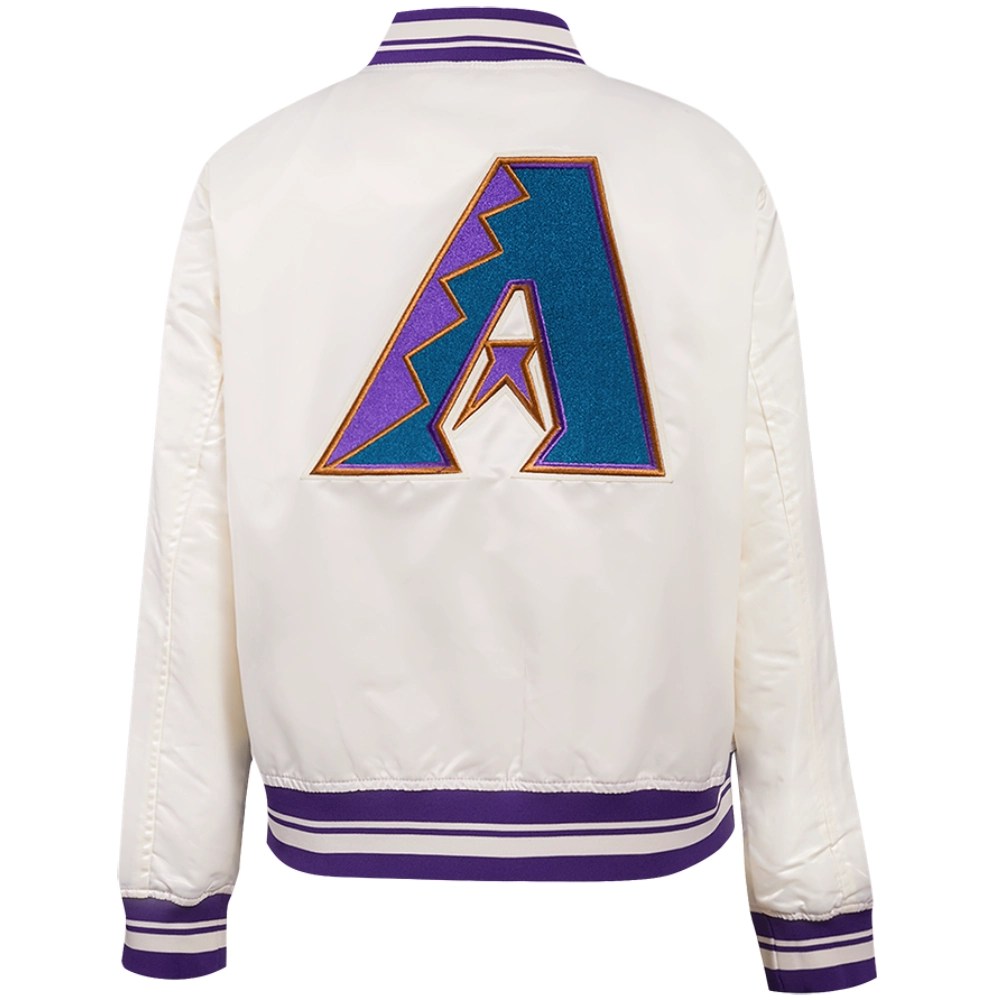 Alternative view of Women's Arizona Diamondbacks Retro Classic Rib Knitted Satin Varsity Jacket