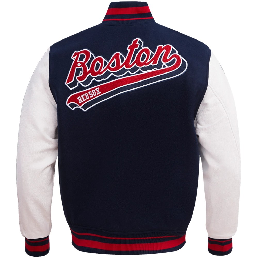 Alternative view of Boston Red Sox  Script Tail Rib Knitted Wool & Leather Varsity Jacket