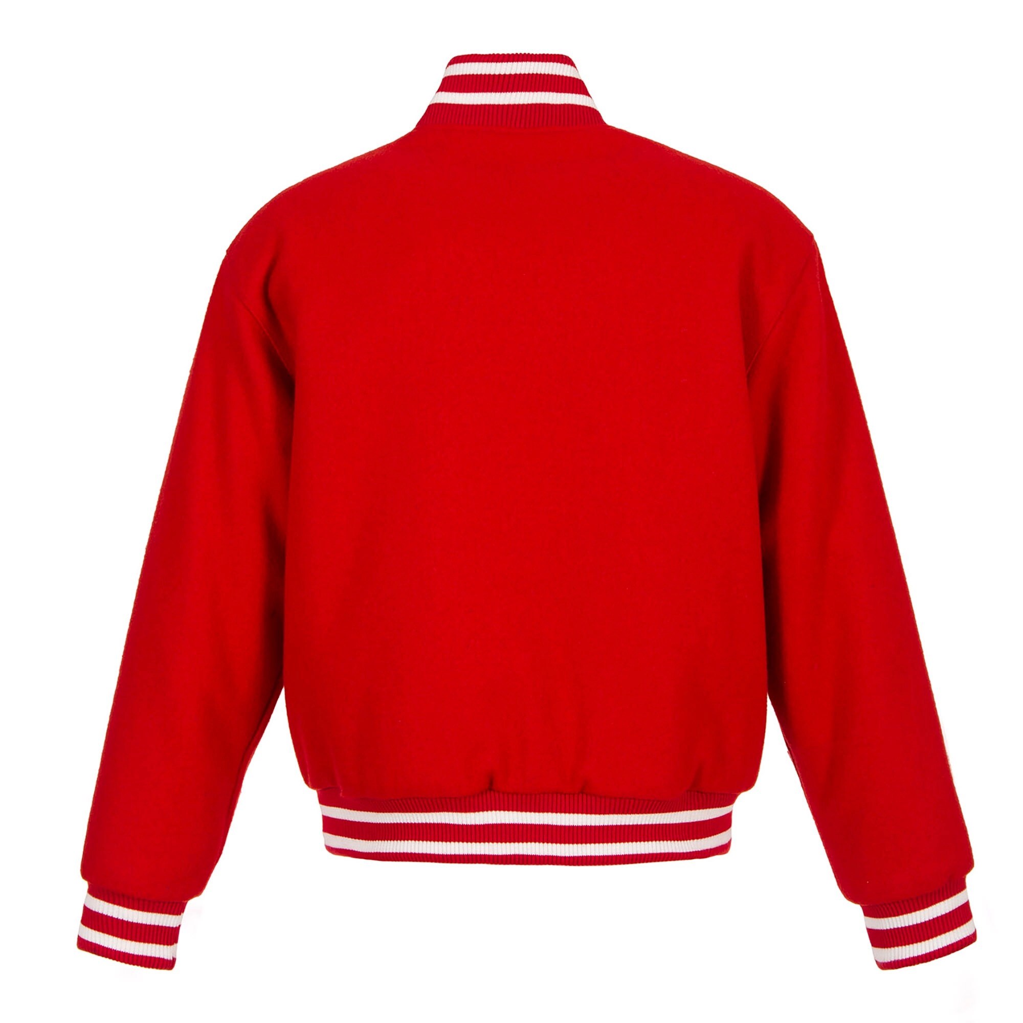 Alternative view of Calgary Flames One Color Domestic Embroidered Red Wool Varsity Jacket