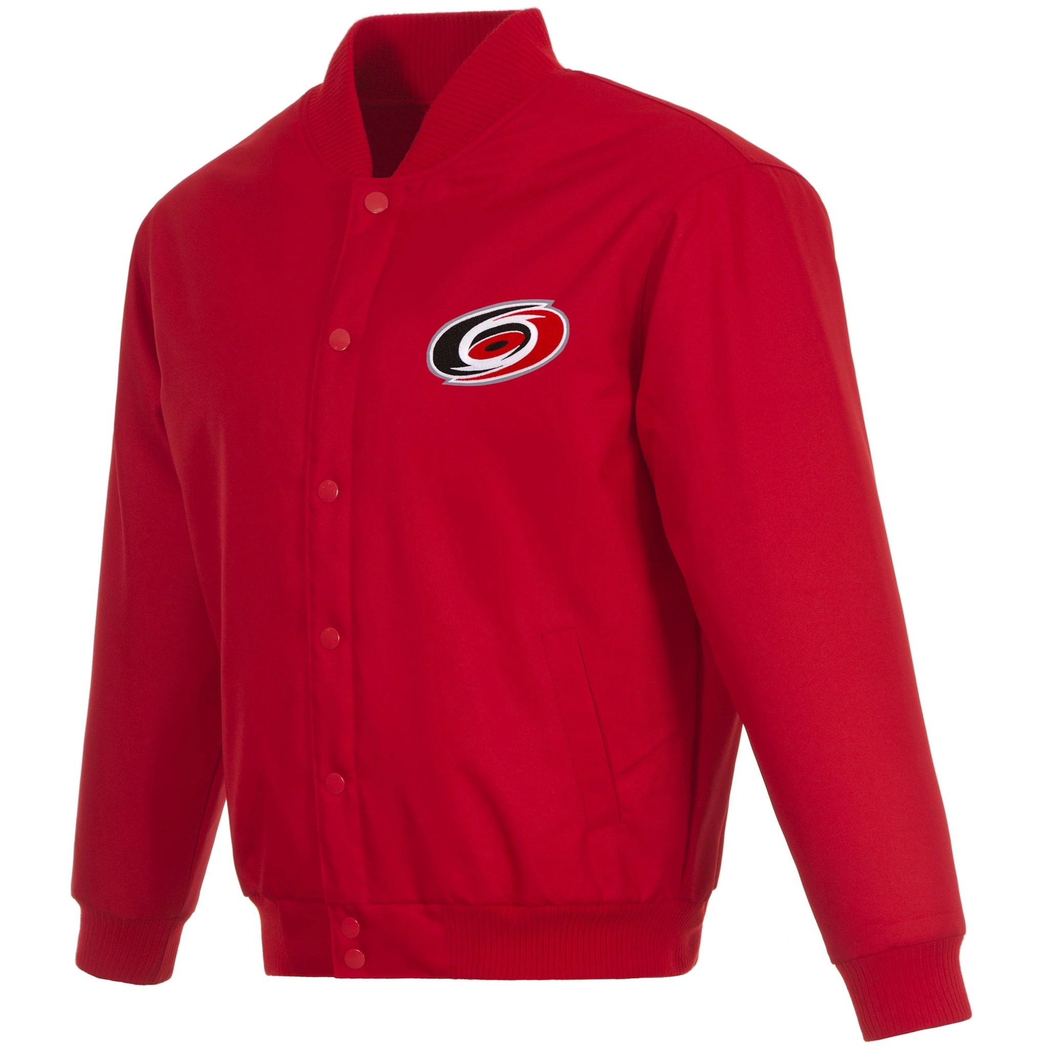 Carolina Hurricanes One Color Rib Knitted Polyester Red Varsity Jacket
