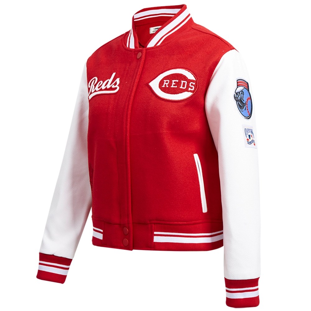 Alternative view of Cincinnati Reds Women's Retro Classic Wool & Leather Varsity Jacket Red & White