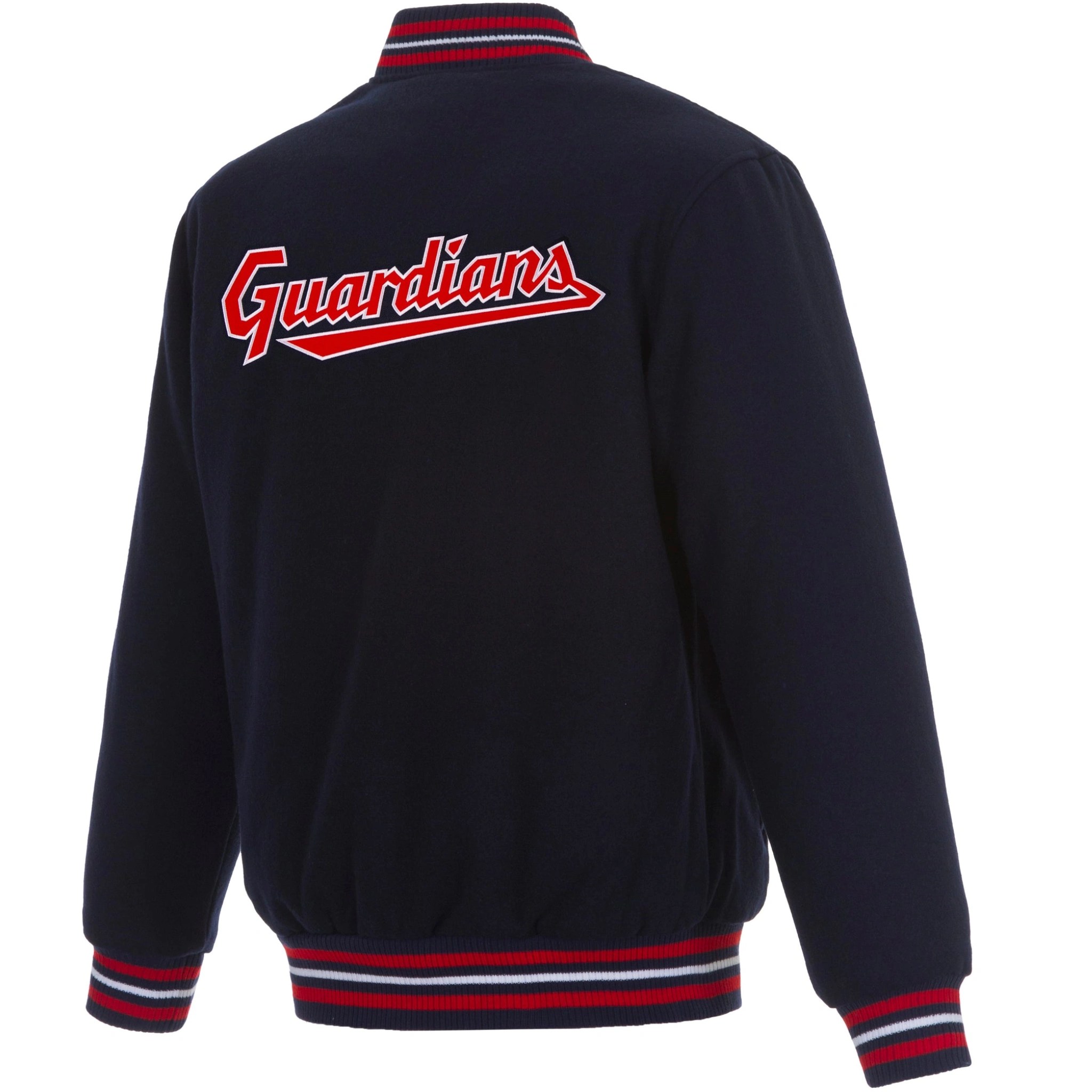 Alternative view of Cleveland Guardians One Color Rib Knitted Wool Varsity Navy Jacket
