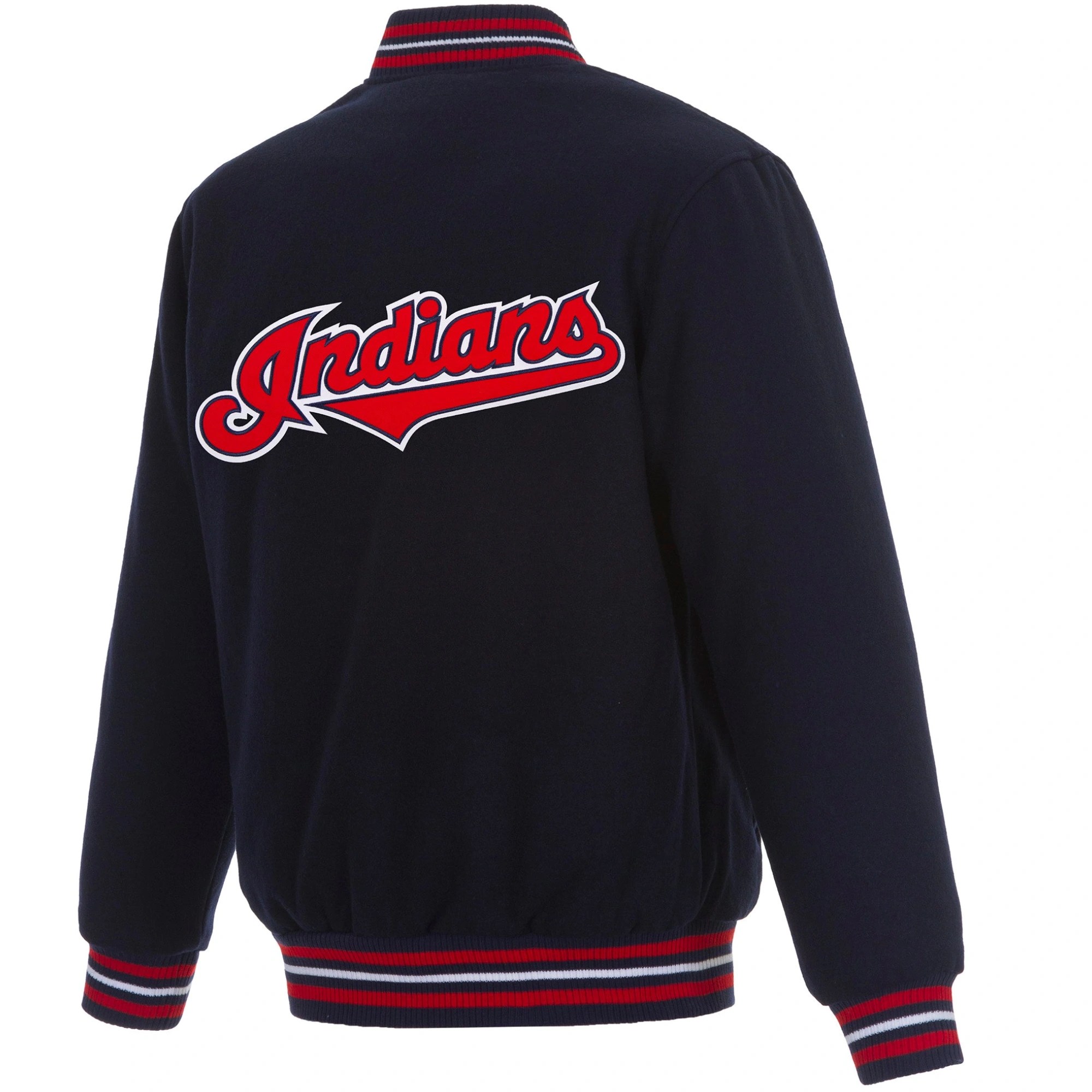 Alternative view of Cleveland Indians One Color Classic Rib Knitted Wool Varsity Navy Jacket