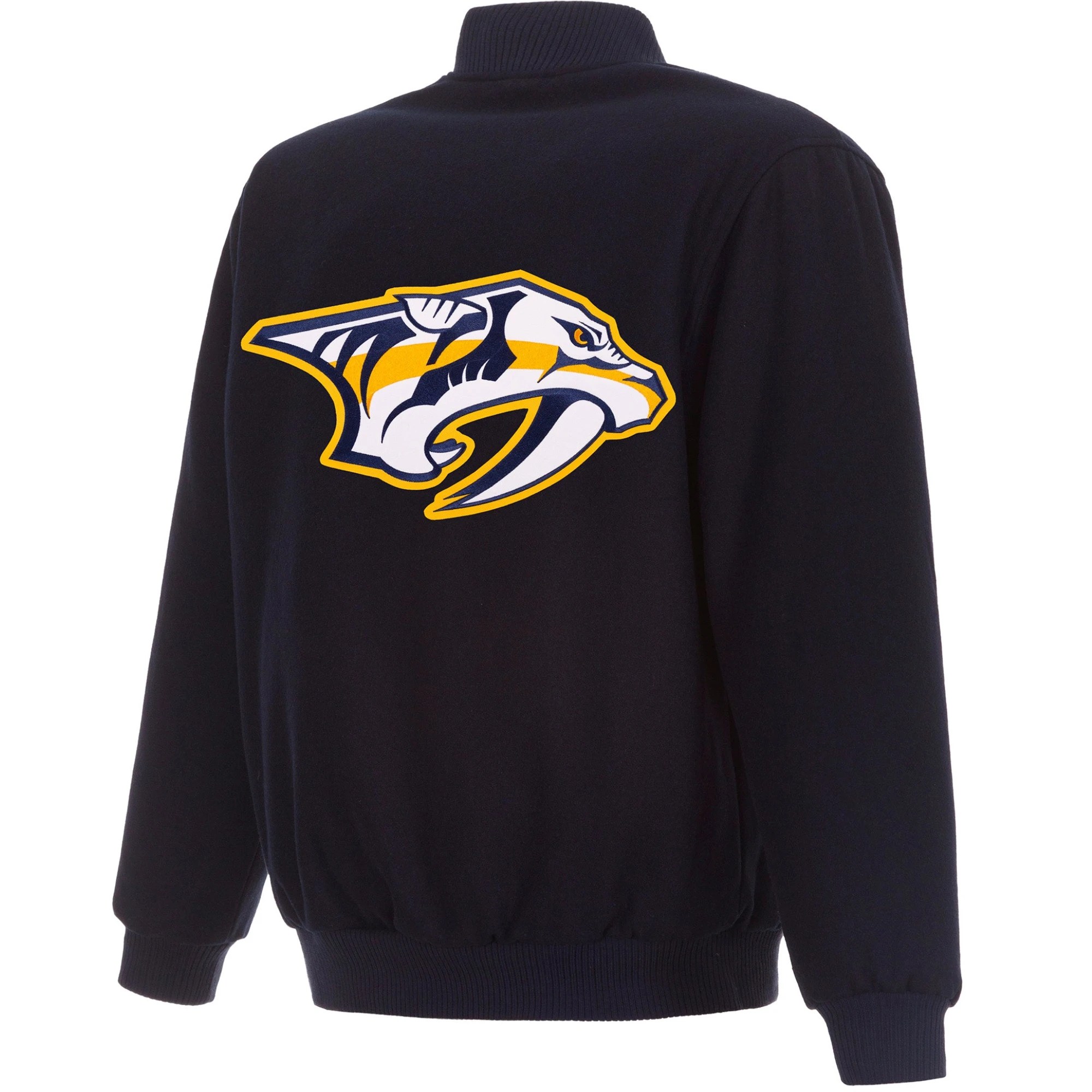 Alternative view of Nashville Predators One Color Rib Knitted  Black Wool Varsity Jacket