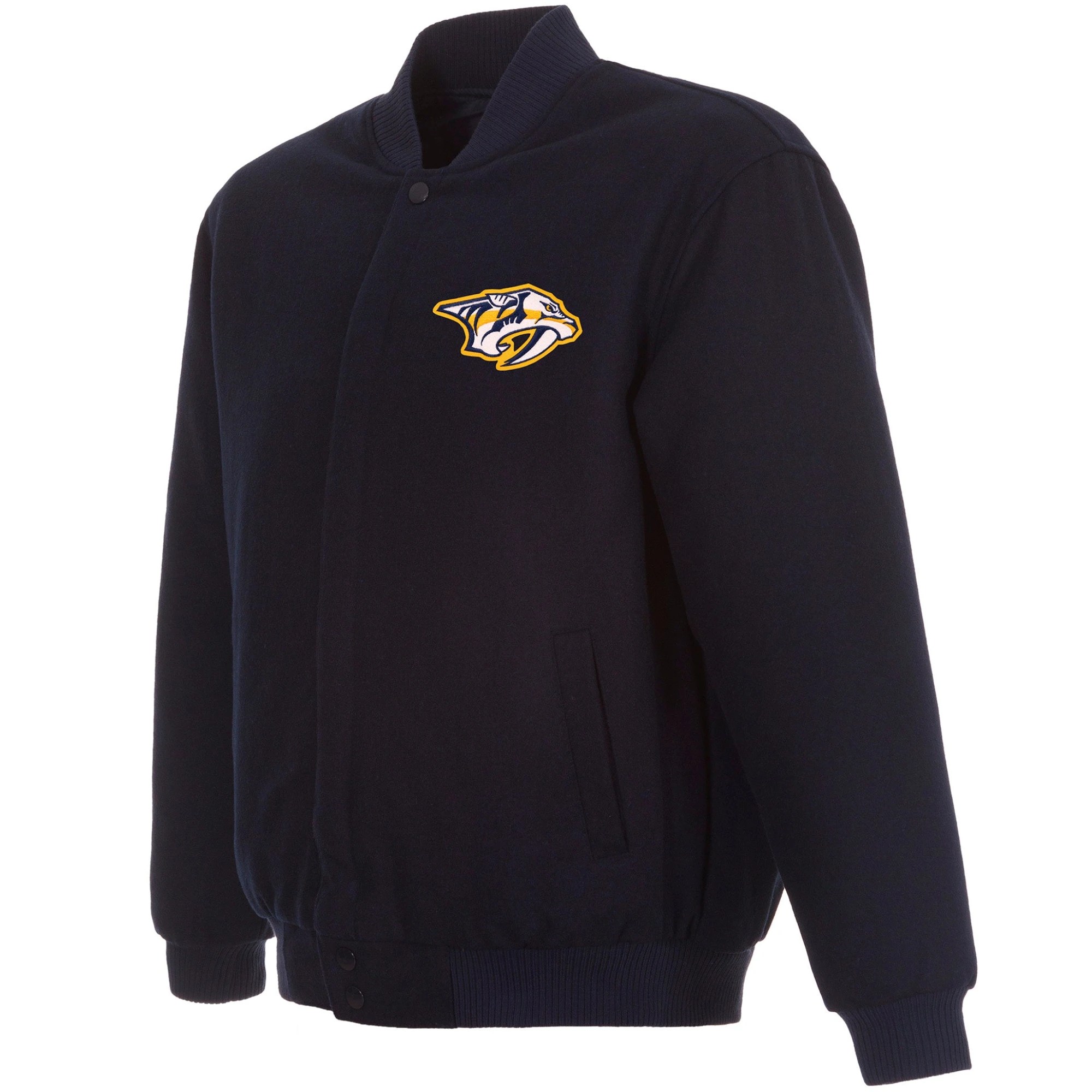 Nashville Predators One Color Rib Knitted  Black Wool Varsity Jacket