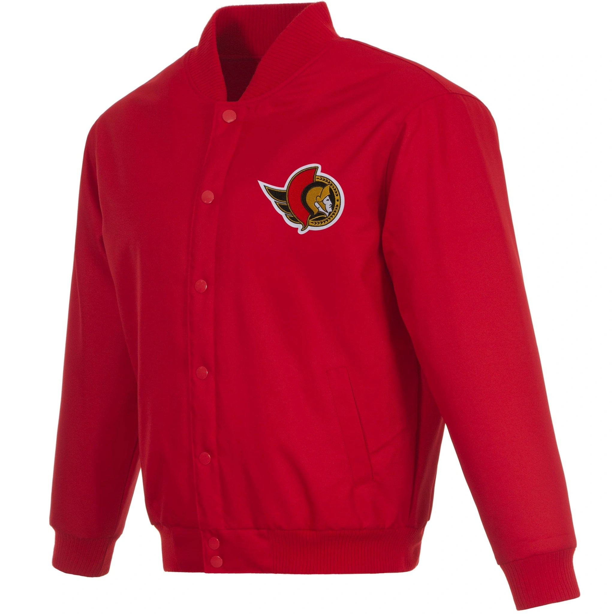 Ottawa Senators One Color Full-Snap Polyester Varsity Red Jacket