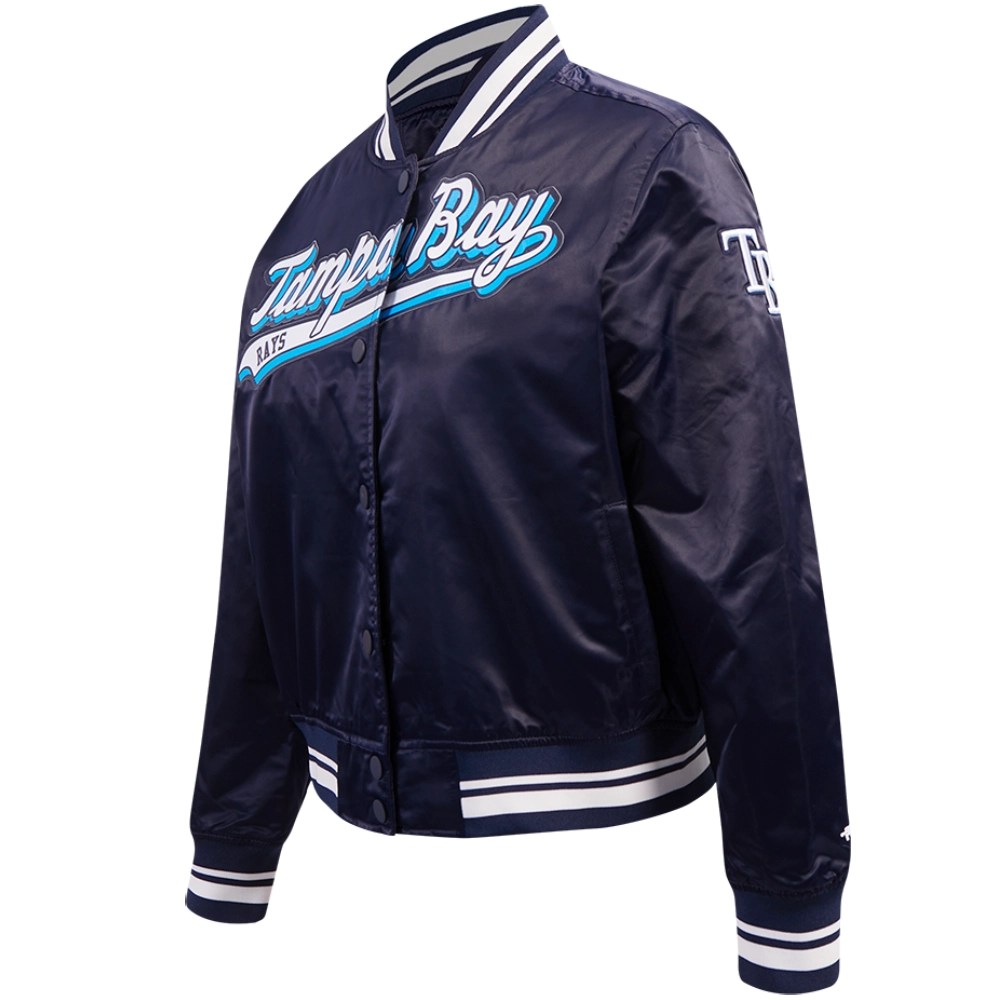 Alternative view of Tampa Bay Rays Women's Script Tail Full-Snap Satin Varsity Jacket