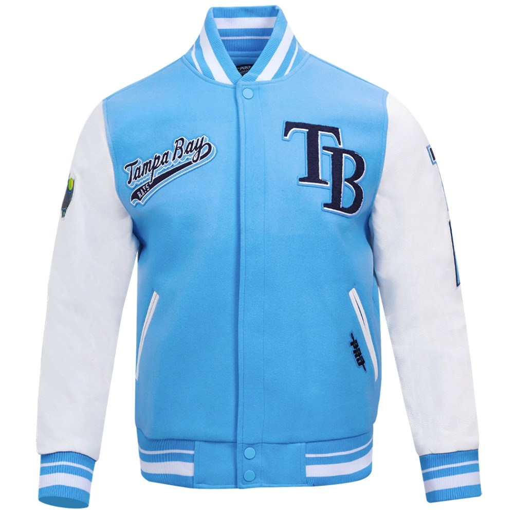 Tampa Bay Rays Script Tail Wool & Leather Varsity Jacket