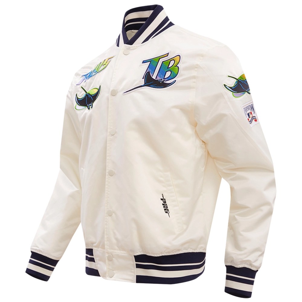 Alternative view of Tampa Bay Rays Retro Classic Rib Full-Snap Satin Varsity Jacket