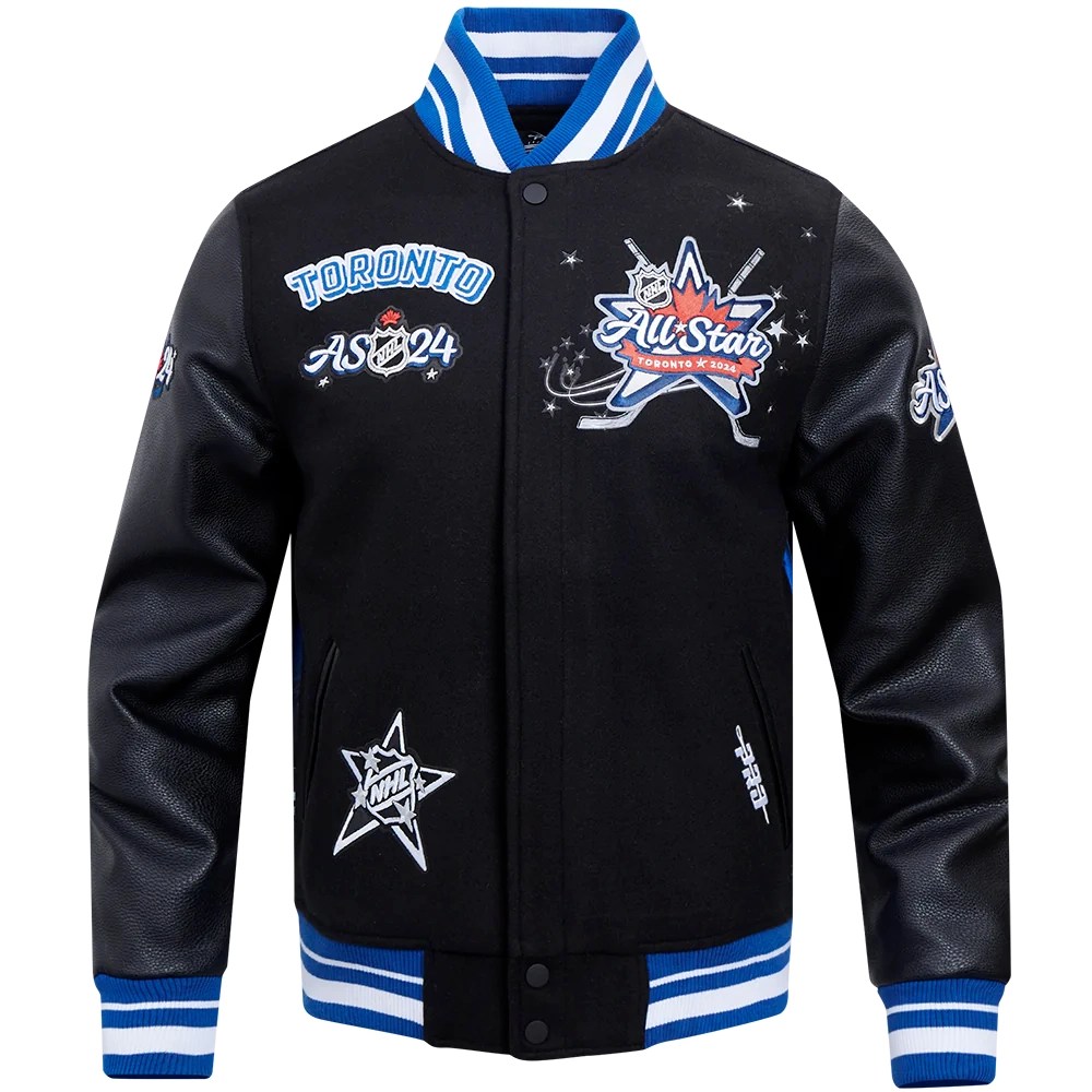 Toronto Maple Leafs All Star Game Ribbed Knitted Wool & Leather Varsity Jacket