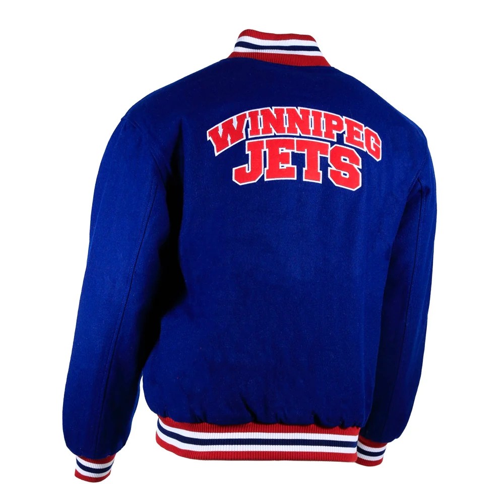 Alternative view of Winnipeg Jets Alternate Melton Blue Wool Varsity Jacket