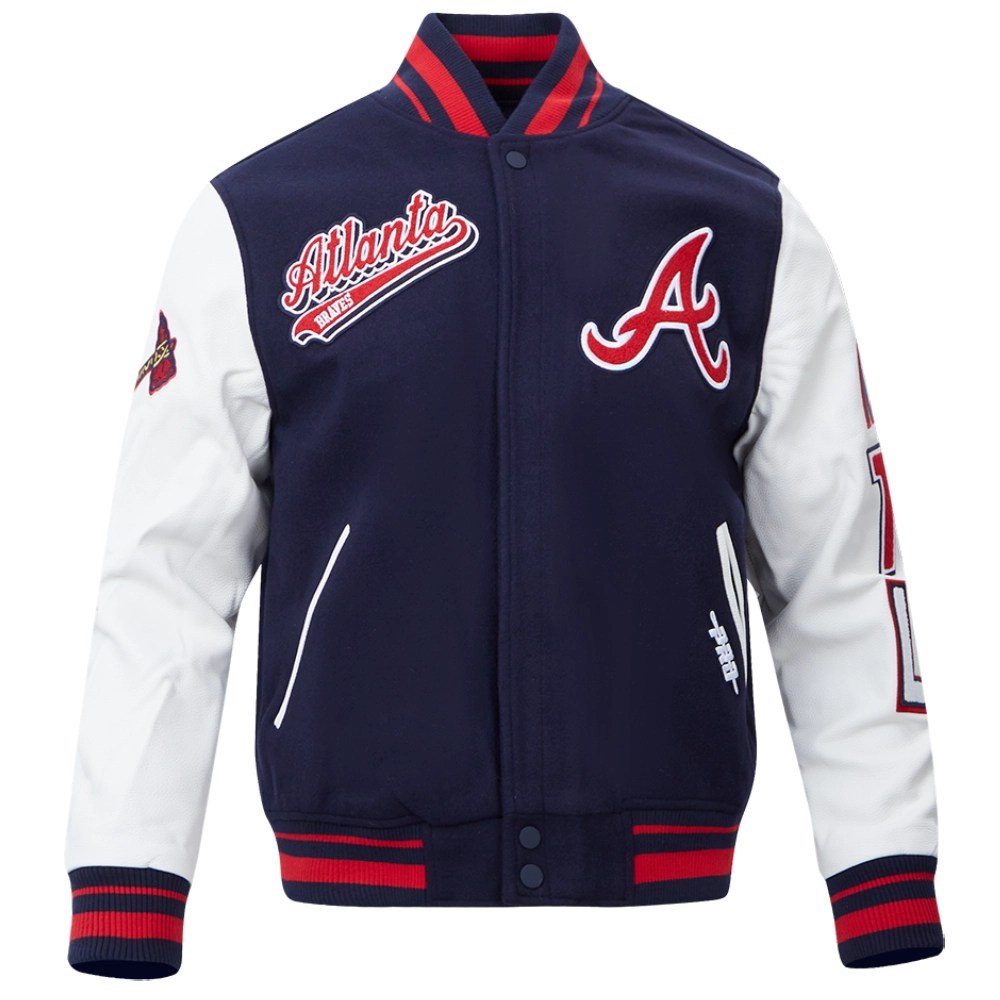 Atlanta Braves Retro Classic Navy/White Rib Knitted Wool & Leather